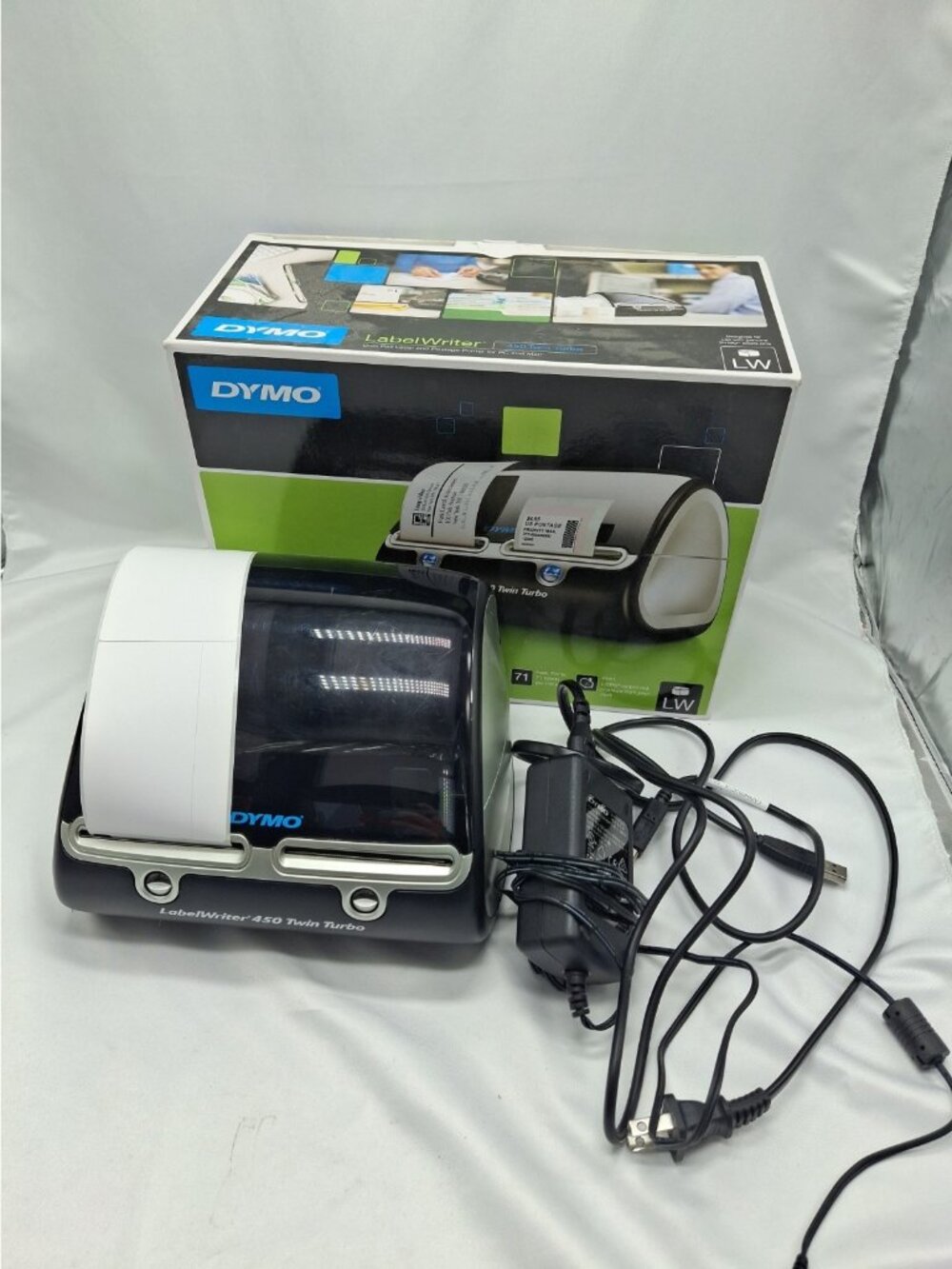 DYMO LabelWriter 450 Twin Turbo 1750160 Direct Thermal Label Printer with cords